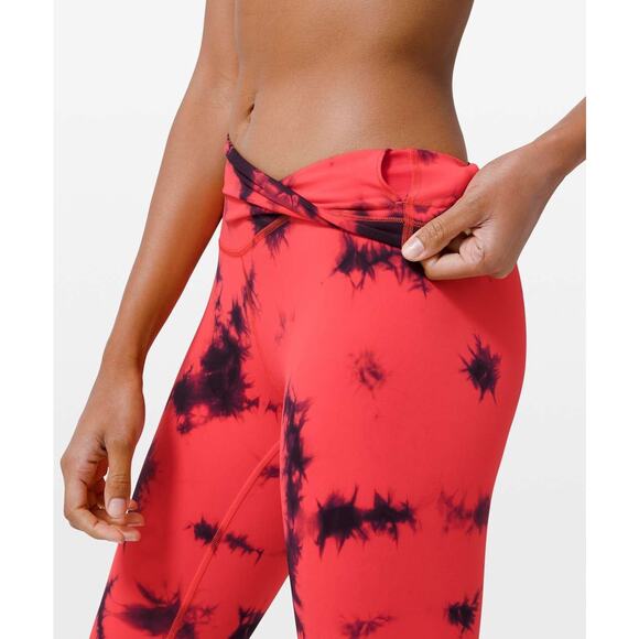 Lululemon Wunder Train High-Rise Tight 25" *Wash Tie Dye Carnation Red Black - Picture 5 of 14
